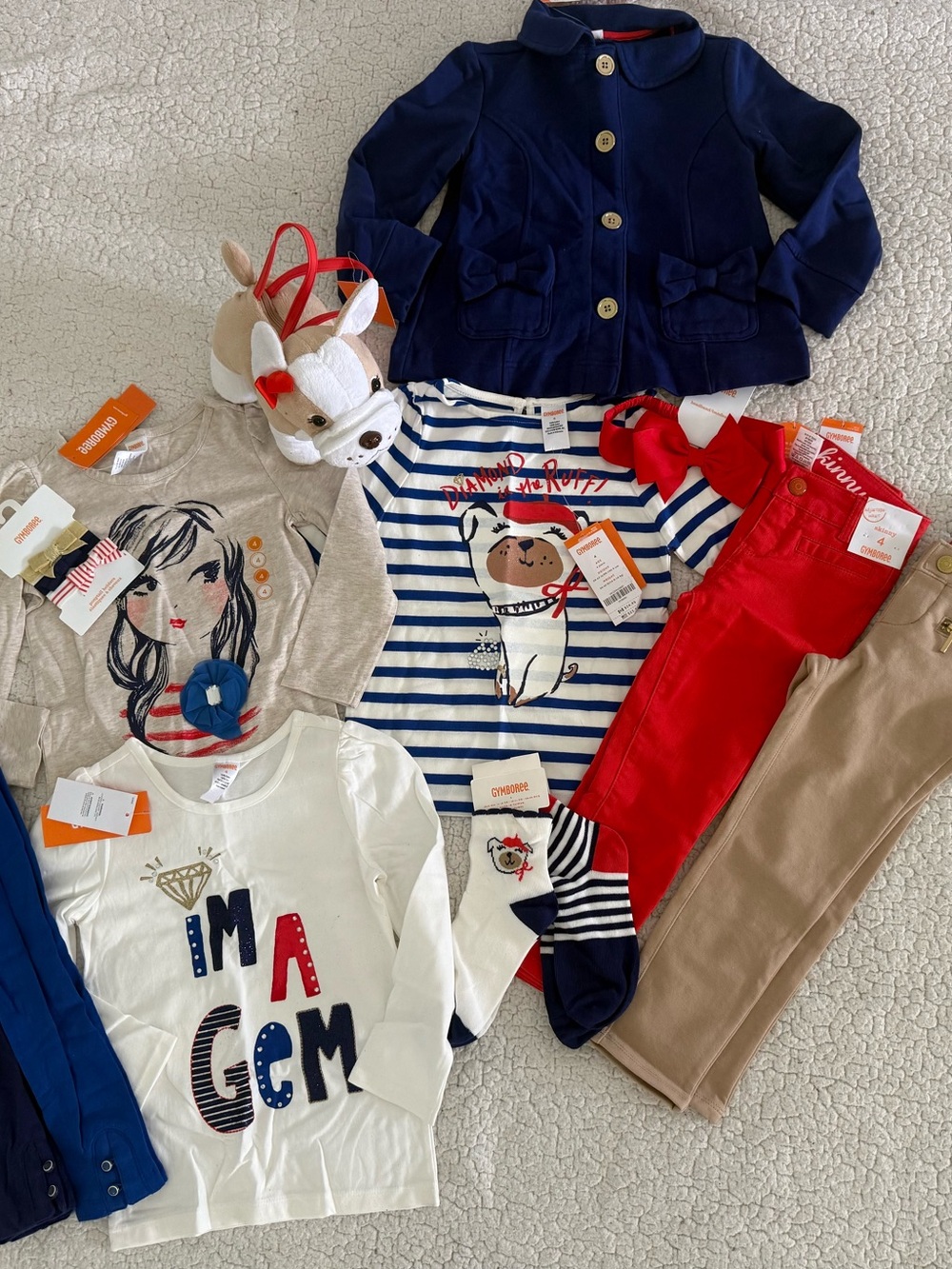 New Sz 4 Gymboree Girls shirt, pants, purse, leggings bundle Matching Outfit Set